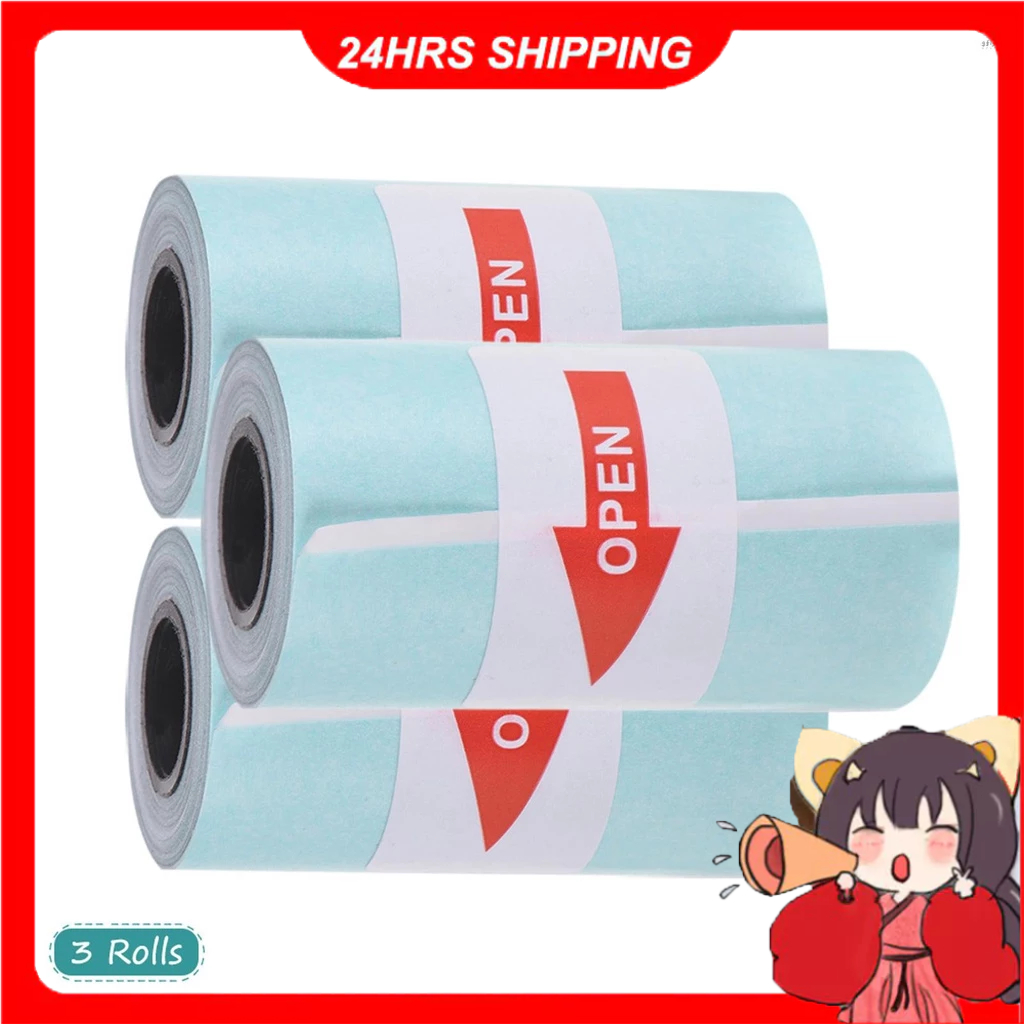 

[In Stock] Printable Sticker Paper Roll Direct Thermal Paper with Self-adhesive 57*30mm for PeriPage A6 Pocket Thermal Printer for PAPERANG P1/P2 Mini Photo Printer, 3 Rolls