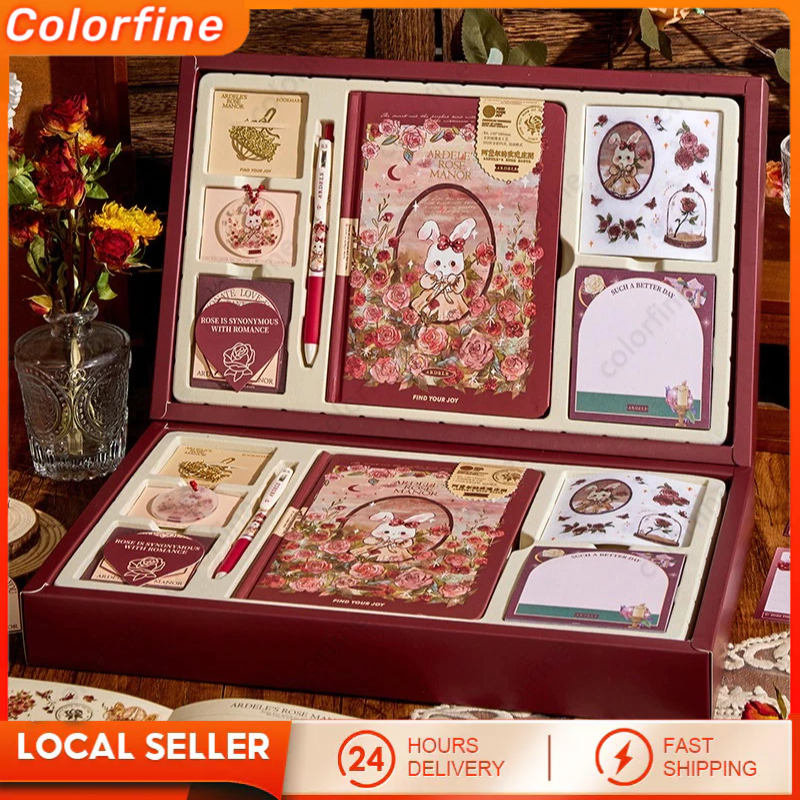 

【COD】Sticker Diary Book Set Style Mawar Manor Stiker Label Notebook Set / DIY Stiker Elegan Bahan Buku Journal Kit Set Gift Box Tema Kartun