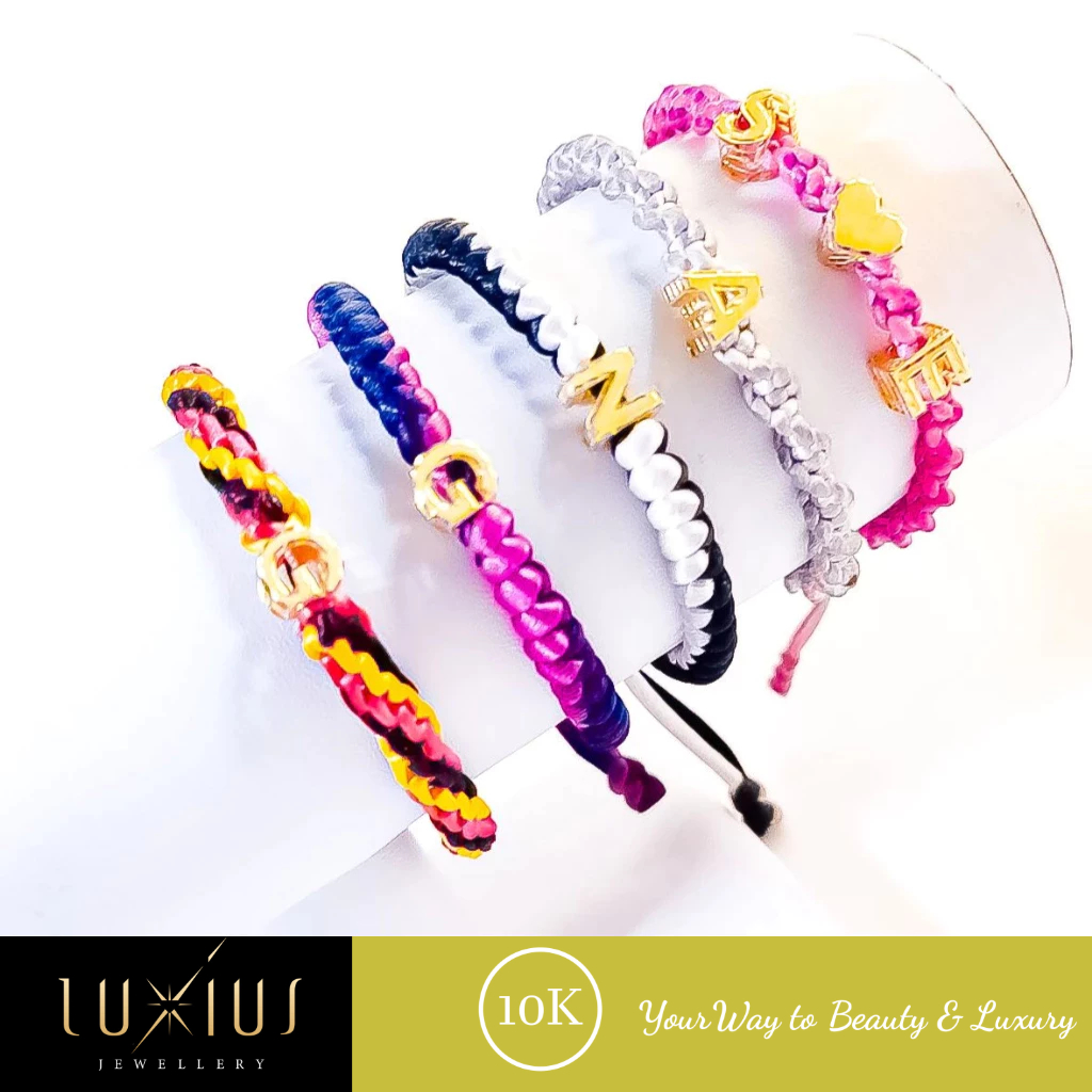Gelang Tali Emas Fancy Inisial Huruf Yellow Gold 10K luxgt0001 Luxius
