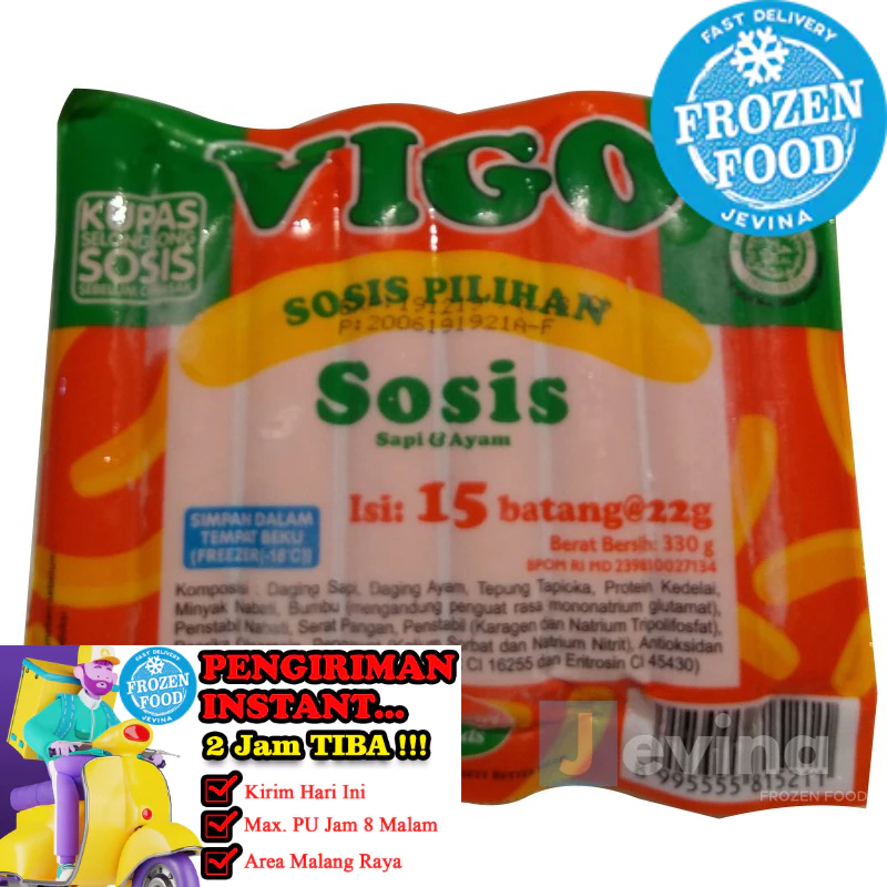 

Vigo Sosis Sapi Ayam 450g Isi 20