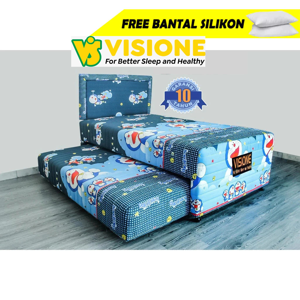 MURAH Bed sorong anak two in one manhattan Ms Kids Doraemon kasur anak springbed sorong 2 in 1 bed s