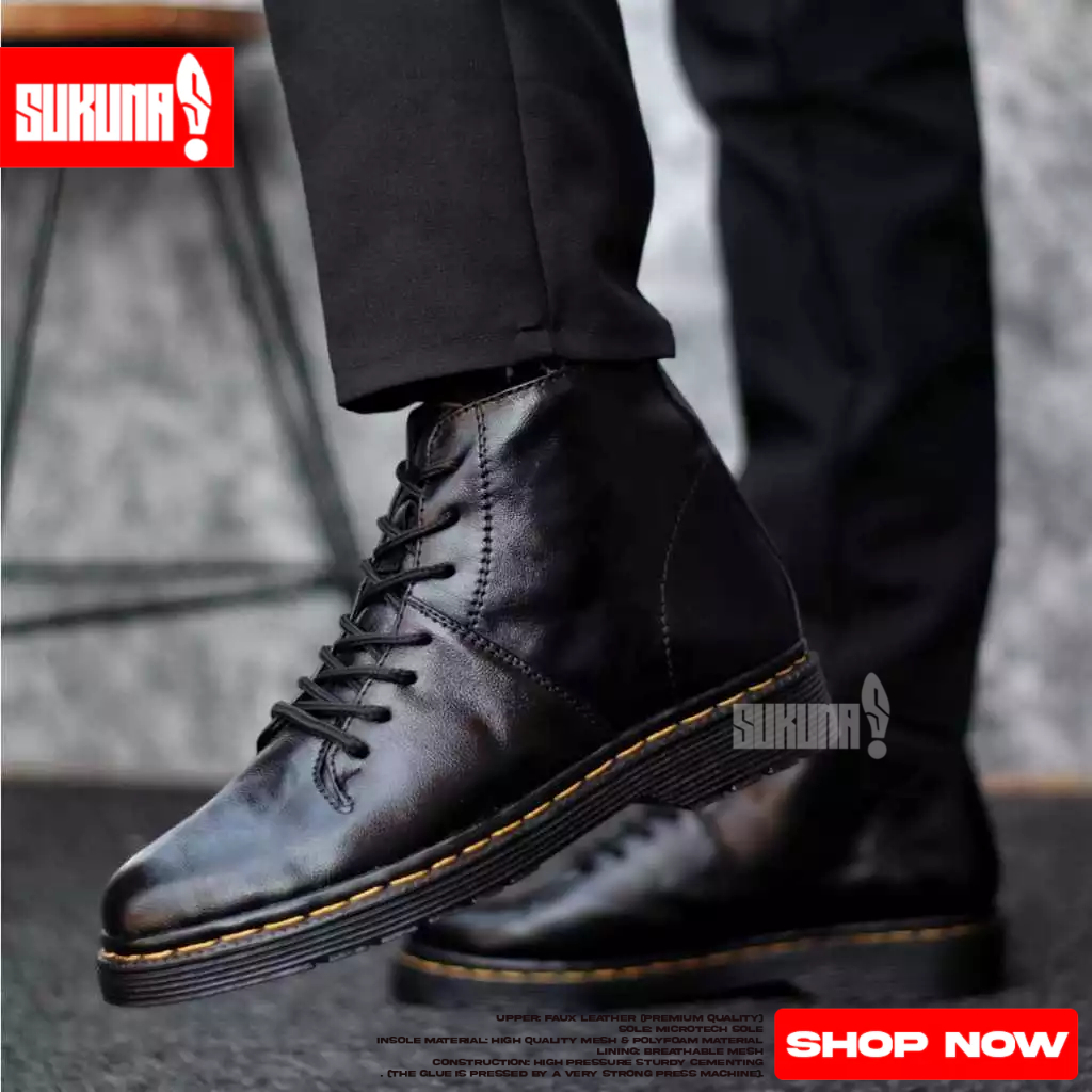 Sepatu Boots Hitam Kulit asli Pantofel Pria - JORDAN