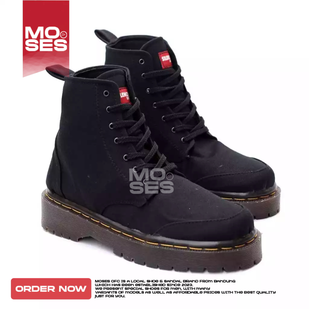 MOSES Sepatu Pantofel Formal Boots Docmart Hak Tinggi Pria - Wanita