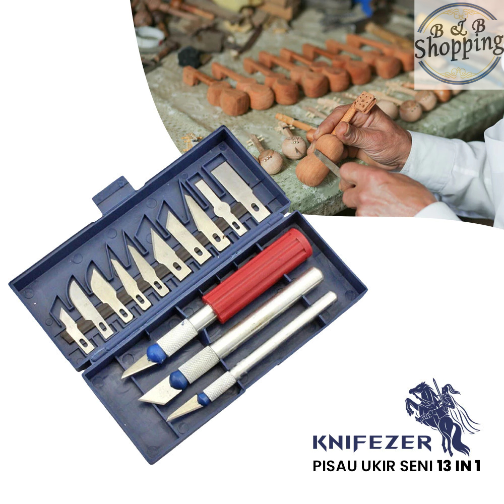 

KNIFEZER Set Pisau Ukir Seni 13 in 1 Crafting Knife 3 Handle - A-003