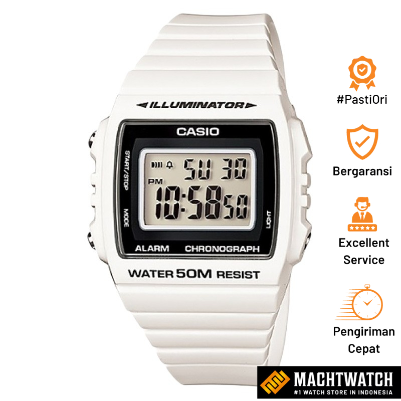 [PRJ] Jam Tangan Unisex Casio Standard W-215H-7AVDF W215 W-215H White Resin Strap
