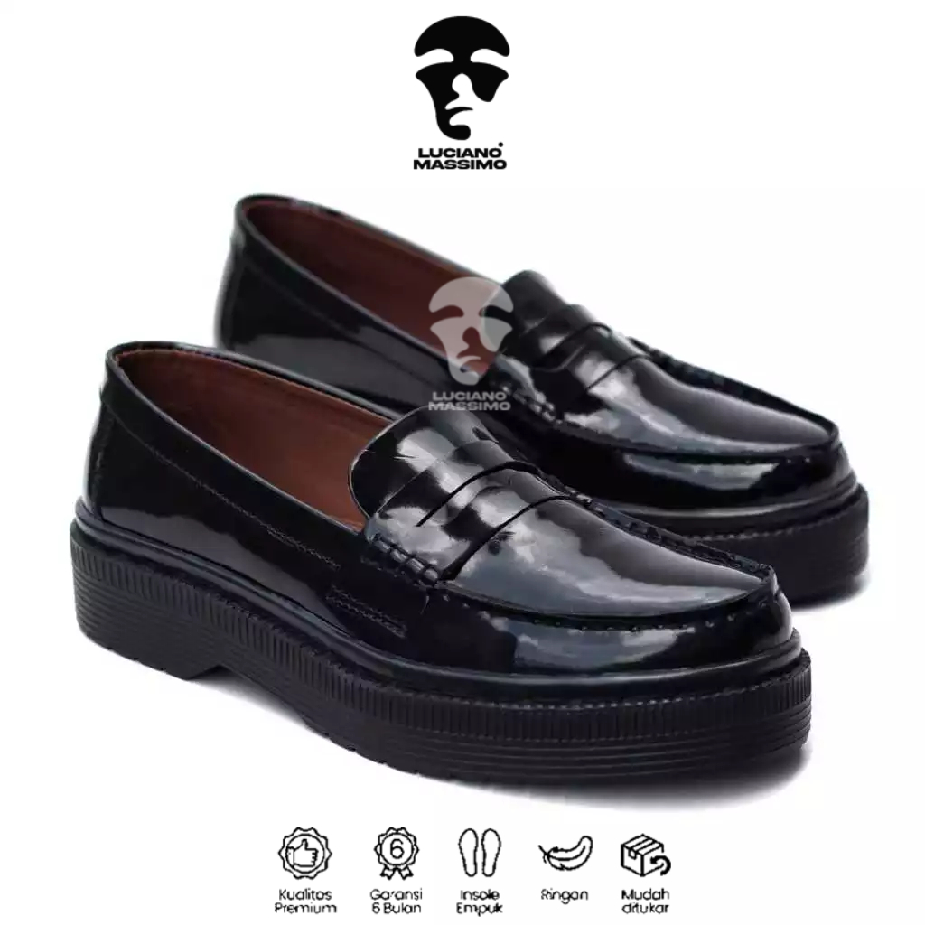 Sepatu Pantofel Formal Kerja Mengkilap Hak Tinggi PDH Pria