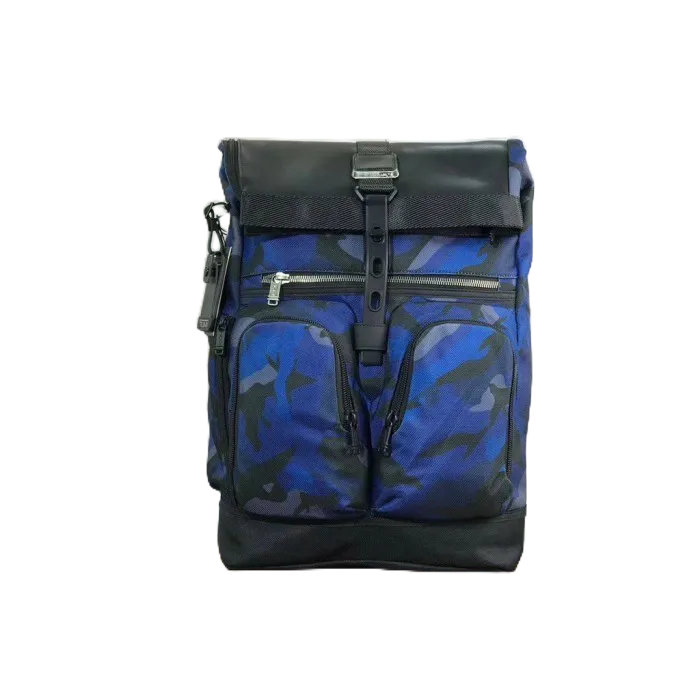Tas  tumi Ransel   London Roll Top Free Embos Camo Army Biru Blue Backpack Rancel Tas Gunung Travel 
