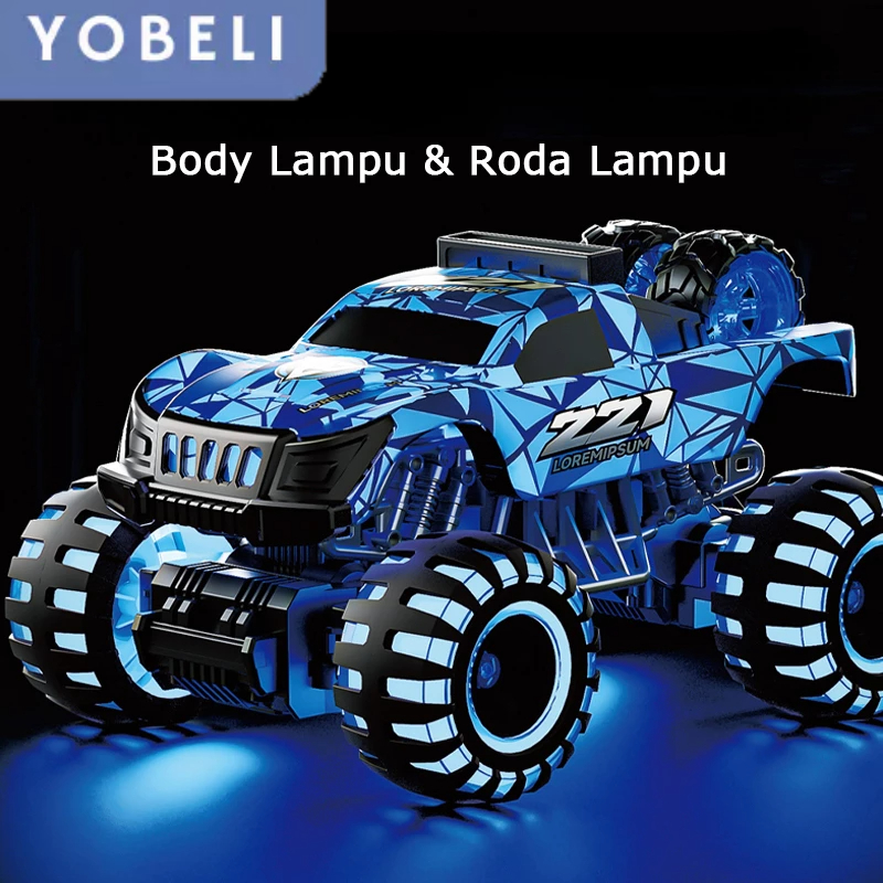 Mainan Mobil RC 2.4GHz Ukuran Jumbo RC Monster Ban Besar + Lampu LED
