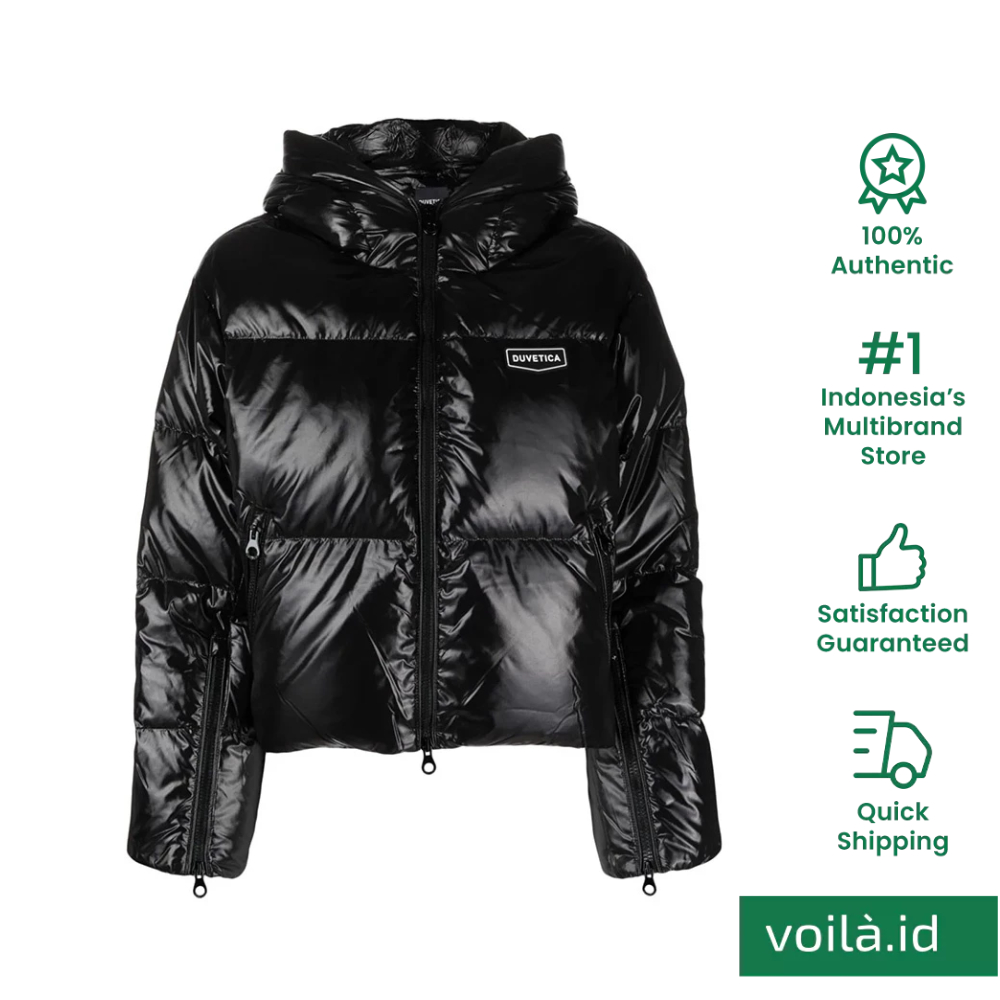 Duvetica Bellatrix Glossy Hooded Down Jacket Black