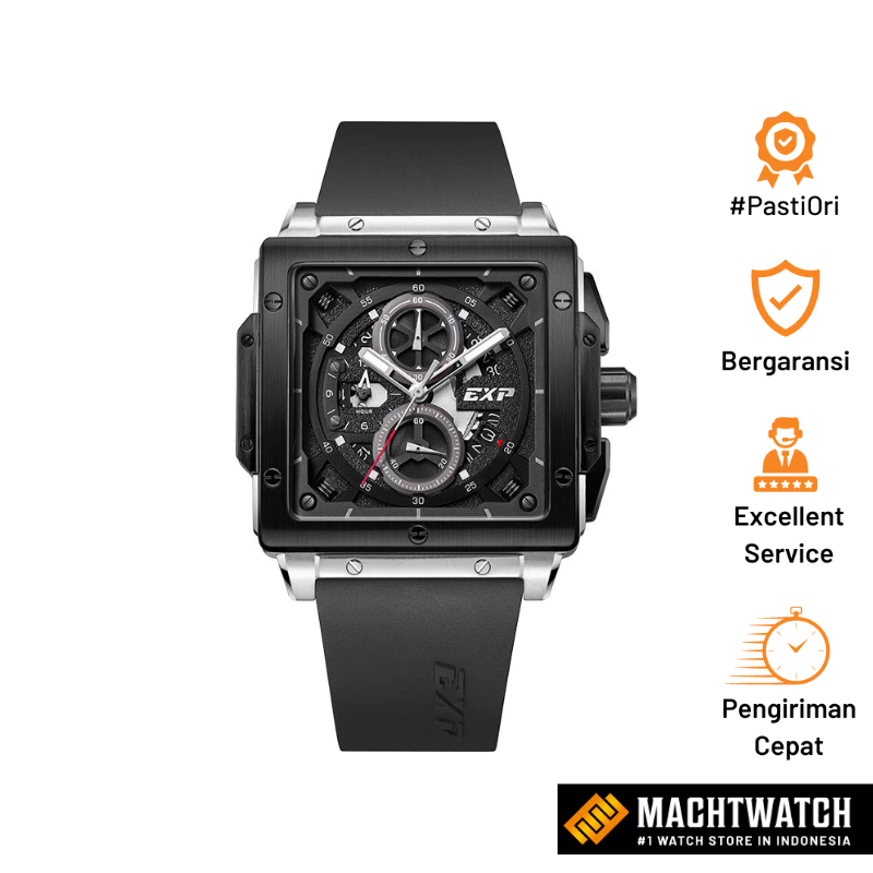 [PRJ] Jam Tangan Pria Expedition Chronograph E 6844 MC RTBBA Men Black Dial Black Rubber Strap