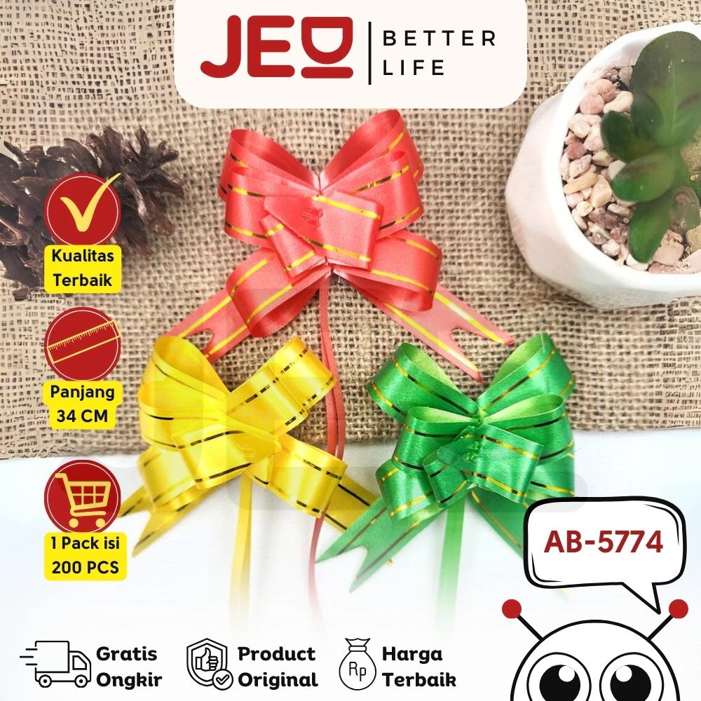 

1 Bungkus isi 200 Pcs JEDI Pita TARIK LIS EMAS 18 mm Serut Parcel Kado Souvenir GOLD STRIPE LACE 18 mm