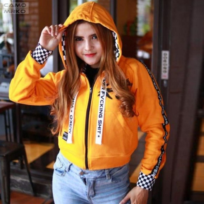 Jaket Sweater Hoodie Leaf Premium Distro CAMO MRKO Official Checkerboard Kuning Line MRKO93 Original