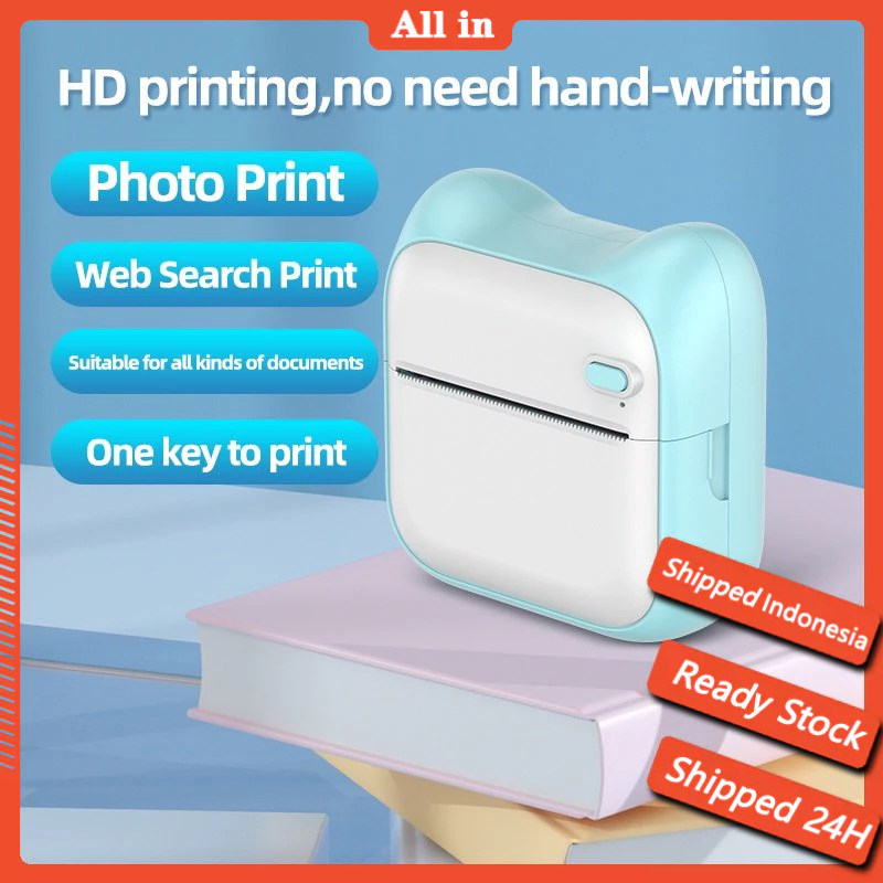 

【Ready stock COD】 Printer Mini Portable Photo Cartoon Thermal Print Camera Bluetooth Wireless / Mini Printer / Printer Bluetooth