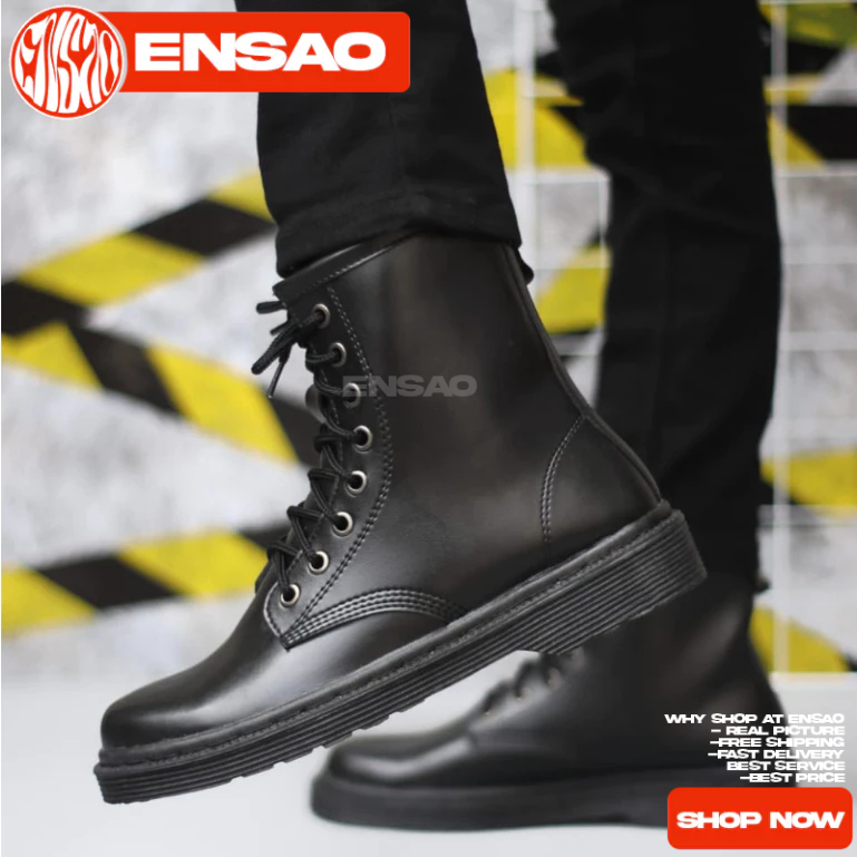 Sepatu Docmart Boots Tinggi Formal Pantofel Hitam Pria