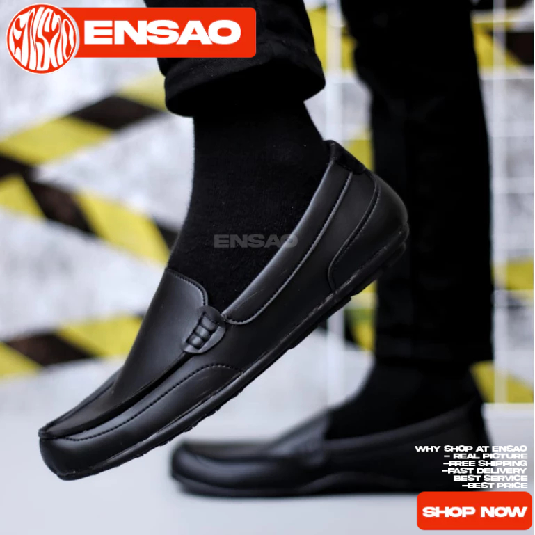 Sepatu Pantofel Slop Pria Hitam Casual Pria