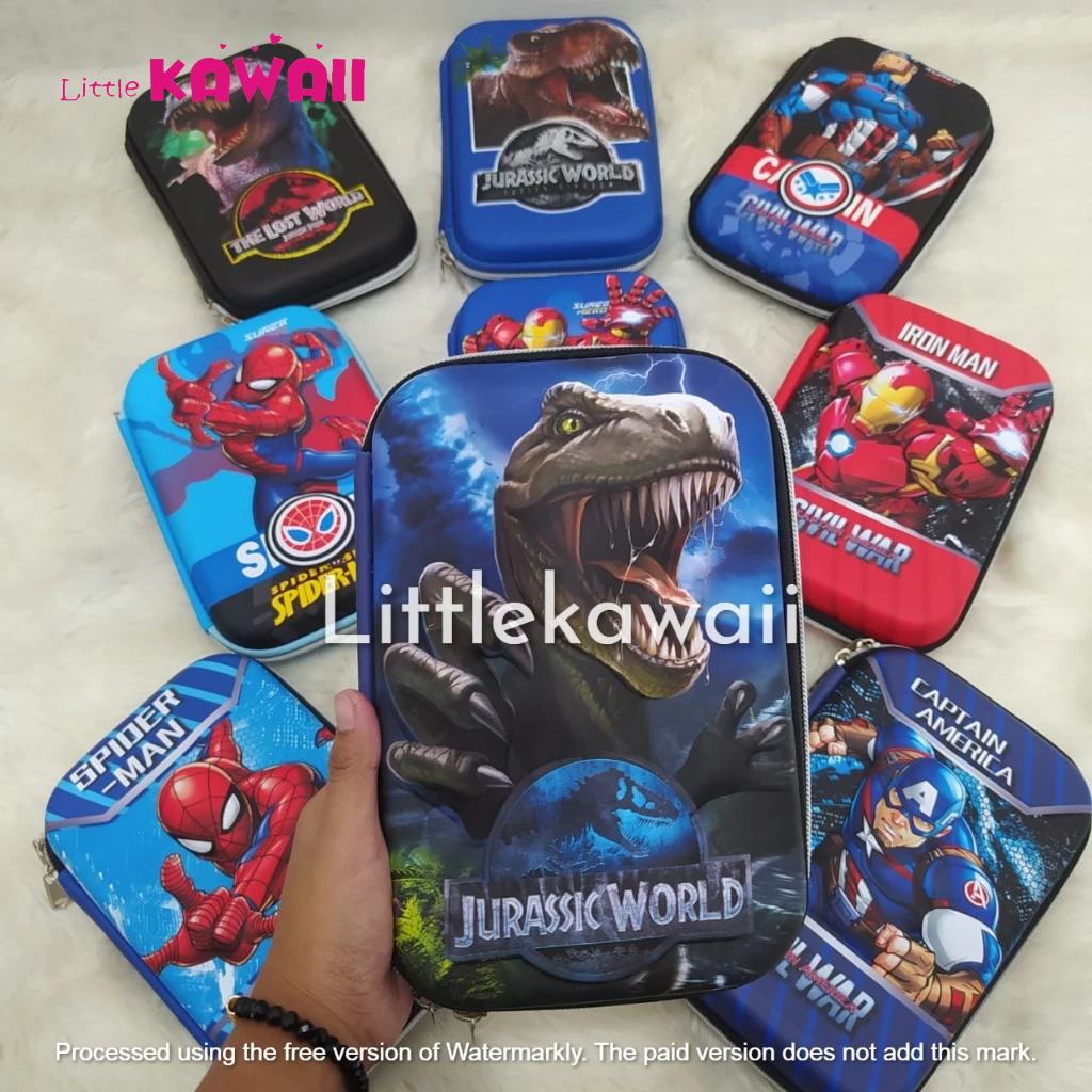 

LK/Tempat Kotak Pensil Anak Sekolah Pencil Case Hardcase Timbul Kotak Super Hero Ironman Spiderman Captain America Dinosaurus Unofficial Import