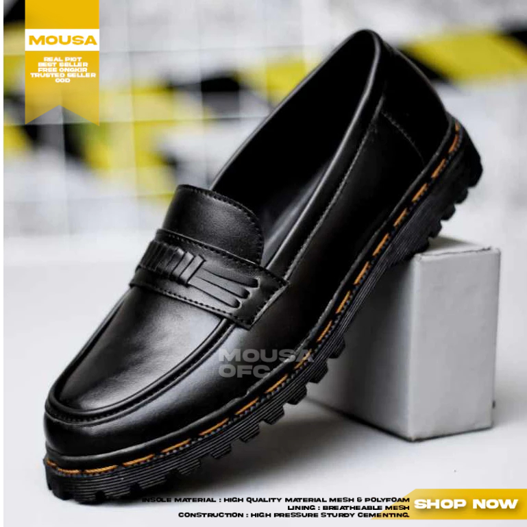 Sepatu Docmart Loafers Slop Hitam Wanita