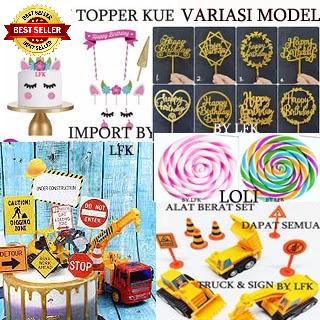 IMPORT PREMIUM CAKE TOPPER HAPPY BIRTHDAY TUSUKAN HIASAN FIGURE UNICORN BALON ALAT DEKORASI KUE ULAN