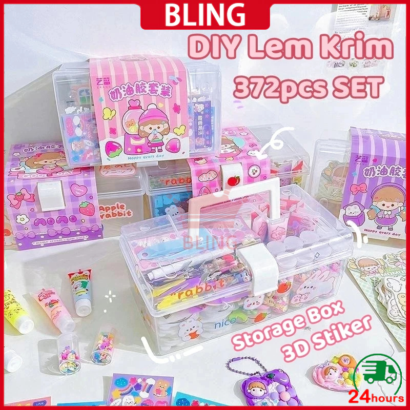 

【COD】418/260pcs Kotak Indah Kartun Cream Gum Stiker Bahan Kartu Guka Siswa Deco DIY Decals Aksesoris Set Stiker Akun Tangan Full Set Krim Lem Stiker