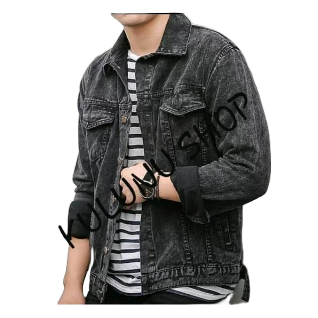 Jaket jeans shandwash hitam/jaket denim