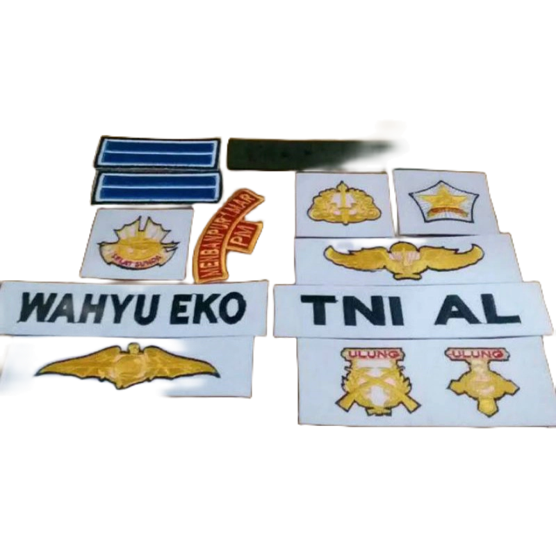 bordir nama logo brivet,atribut baju seragam pdl tni al