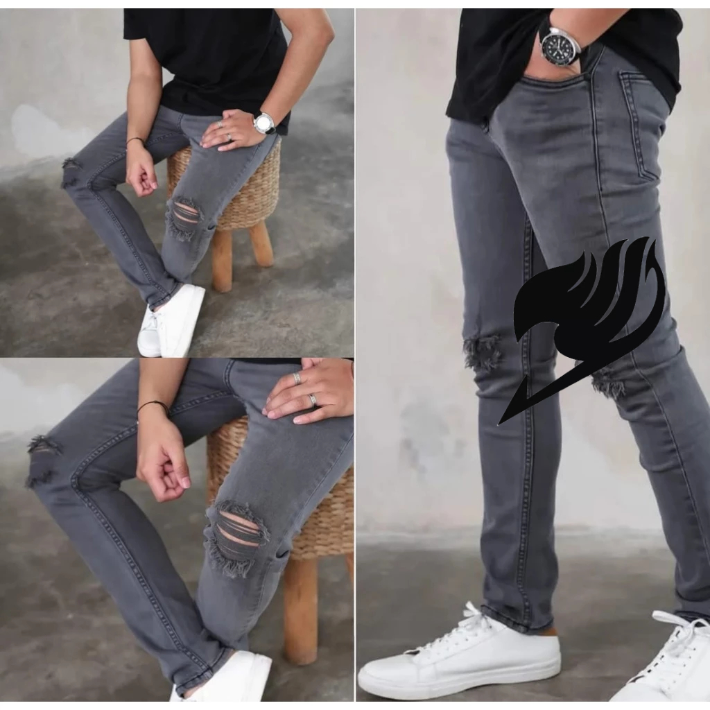 TURUN HARGA CELANA JEANS SOBEK LUTUT CELANA JEANS PRIA/CELANA PREMIUM PRIA BOSA COD 2 PARIAN WARNA A