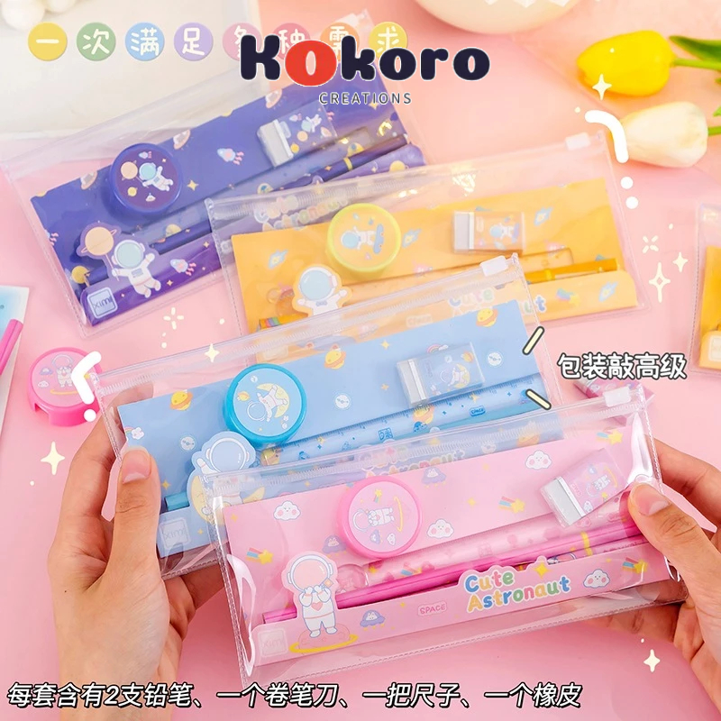 

KokoroCreations - [SK126] set alat tulis isi 5 pcs, 2 pensil, penghapus penggaris dan rautan / pensil / pengaris / alat tulis sekolah / penghapus lucu / penghapus anak / rautan lucu / rautan pensil / eraser / pencil sharperner / ruler