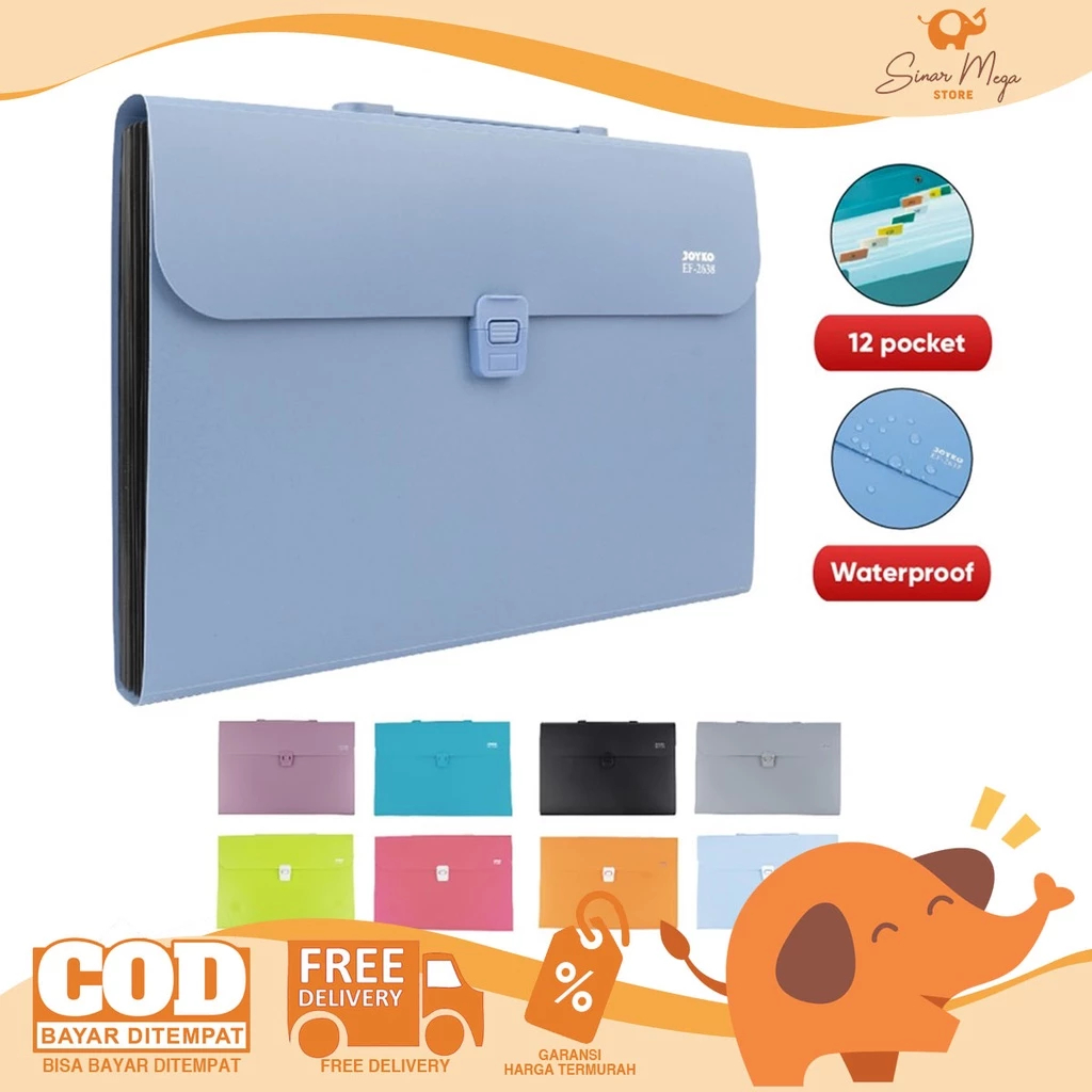 

Joyko Map Expanding File EF-2638 Ukuran Folio F4 Bahan Plastik Murah