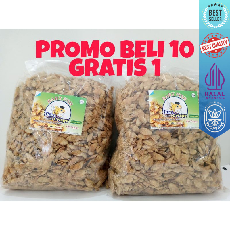 

Baby Fish Ikan Crispy 1kg / Pepetek ikan krispi papayu wader nila Free stiker