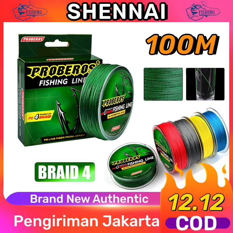 【Indonesian Spot】Senar Pancing Kepang PE 100M 4 Berdiri 6LB-100LB Benang Pancing Ikan Superline Tali