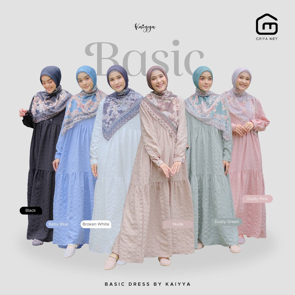 Kaiyya basic dress gamis menyusui bahan crinkle cinderella griya_mey