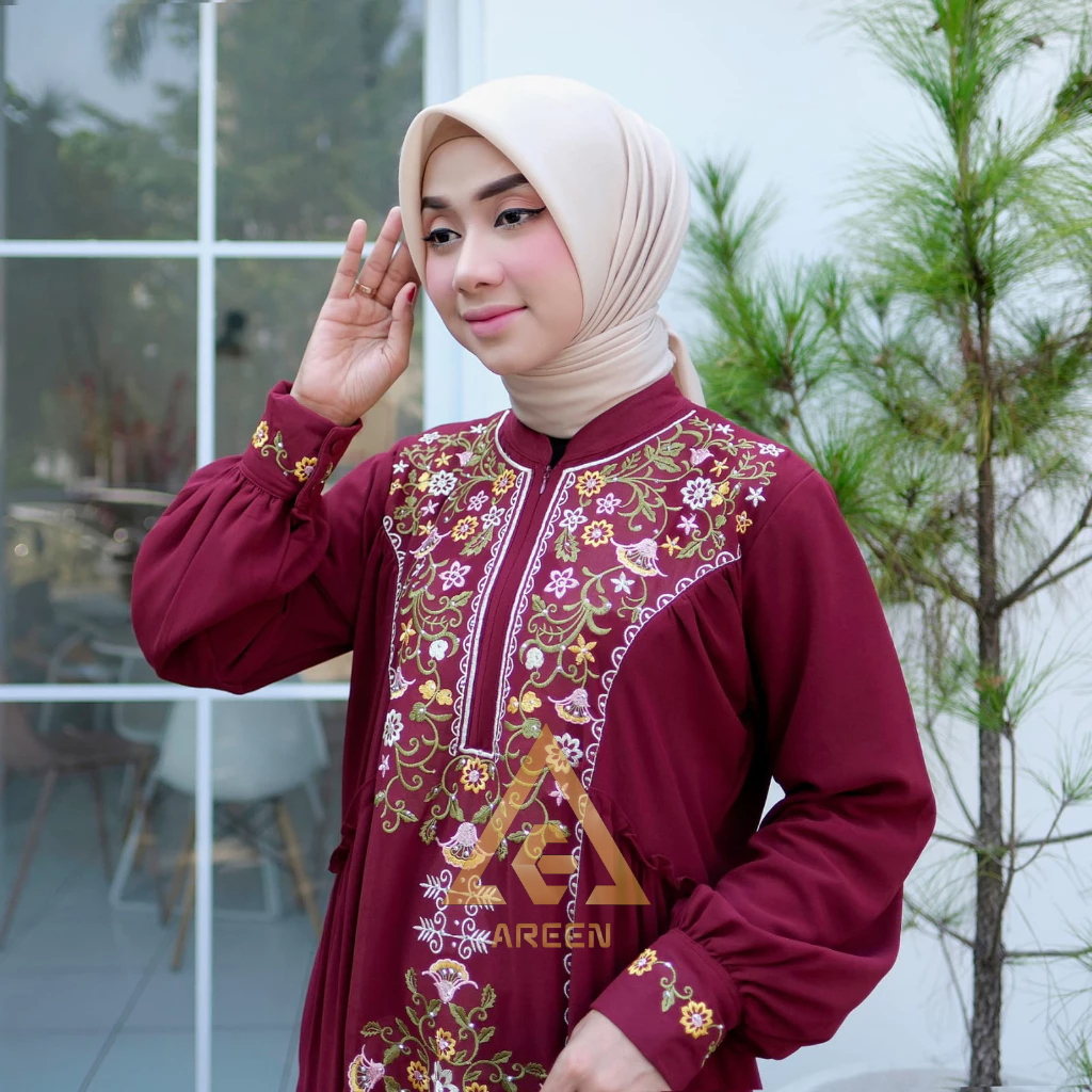 GAMIS BORDIR WANITA MUSLIMAH TERBARU BAHAN CERUTY BABYDOLL ARMANI