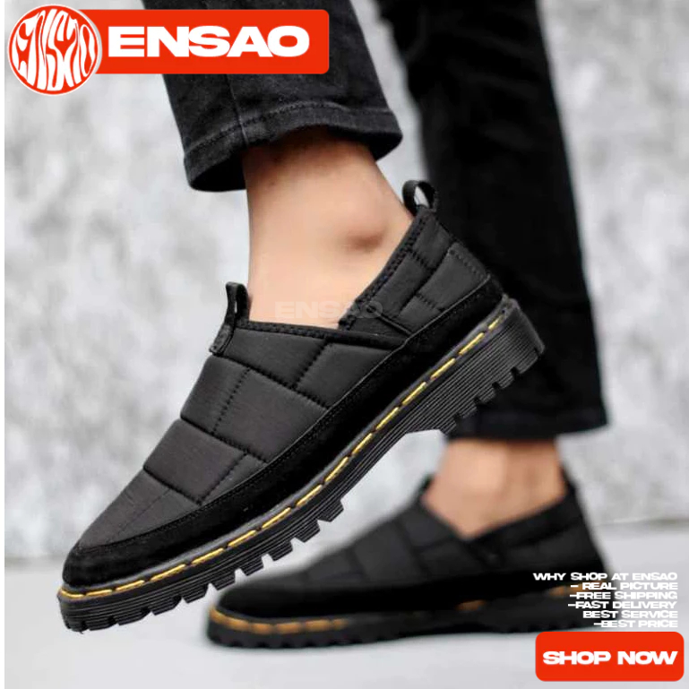 Sepatu Docmart Loafers Slop Hitam Pria