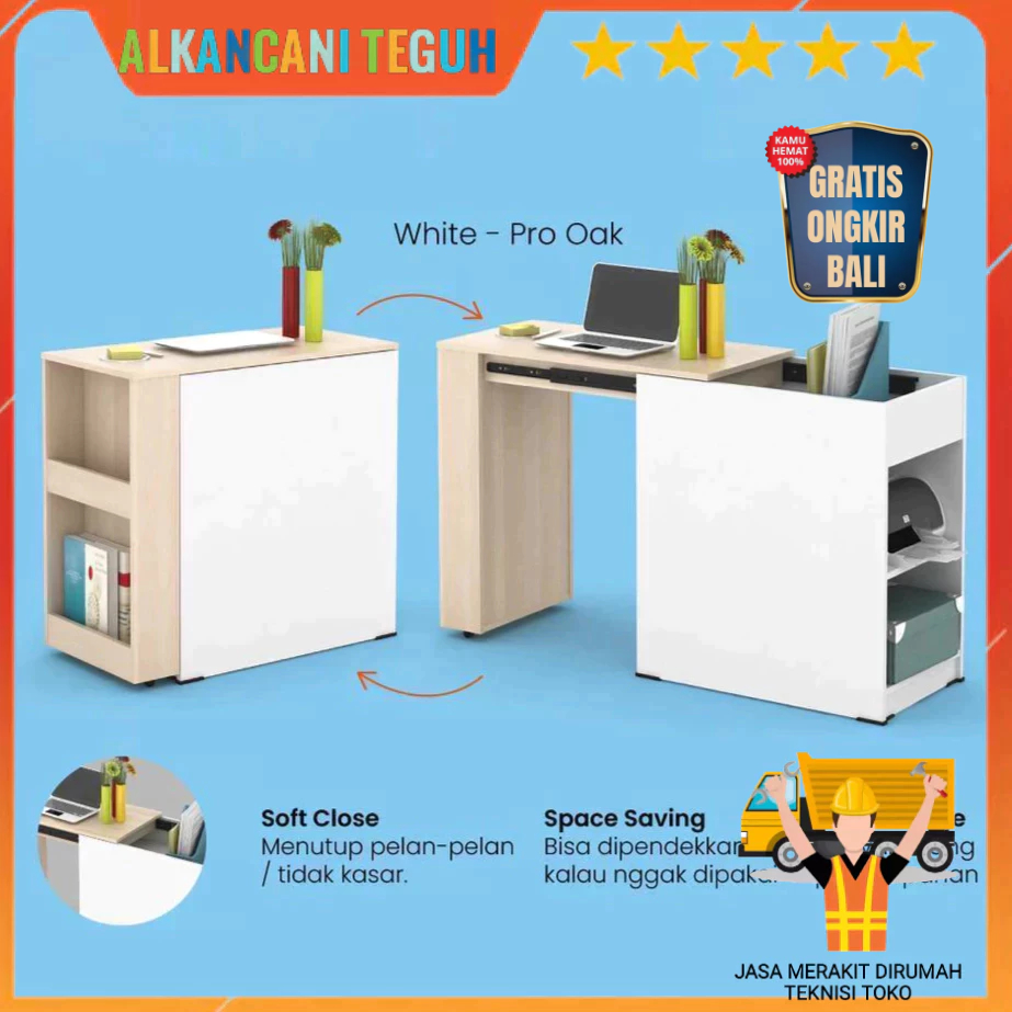 BAVARIAN - EGHA DC MEJA BELAJAR / MEJA KERJA - PRO OAK - WHITE