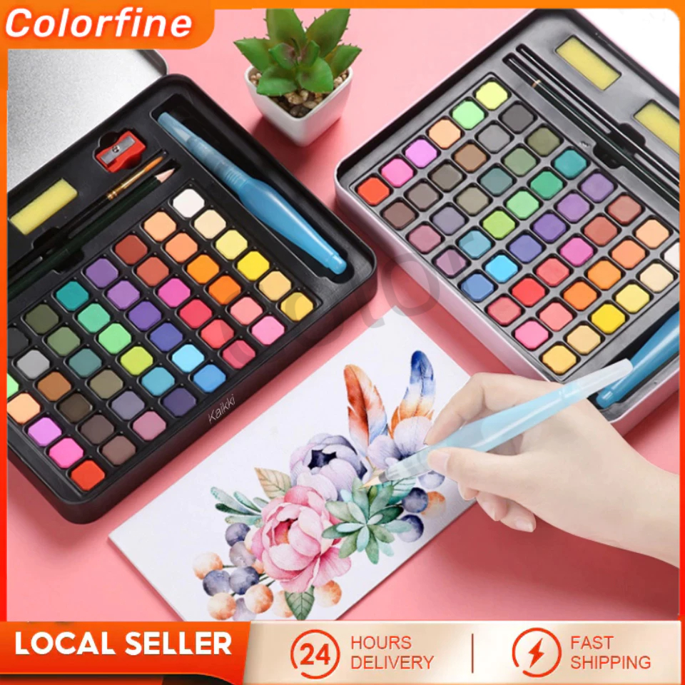 

watercolor set Cat air watercolor brush - 48 warna water color alat cat air lukis set tas flanel gratis