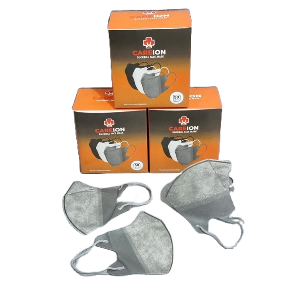 DUCKBILL GARIS GREY HITAM PUTIH CAREION 1BOX ISI 50PCS / MASKER DUCK BILL WARNA ABU