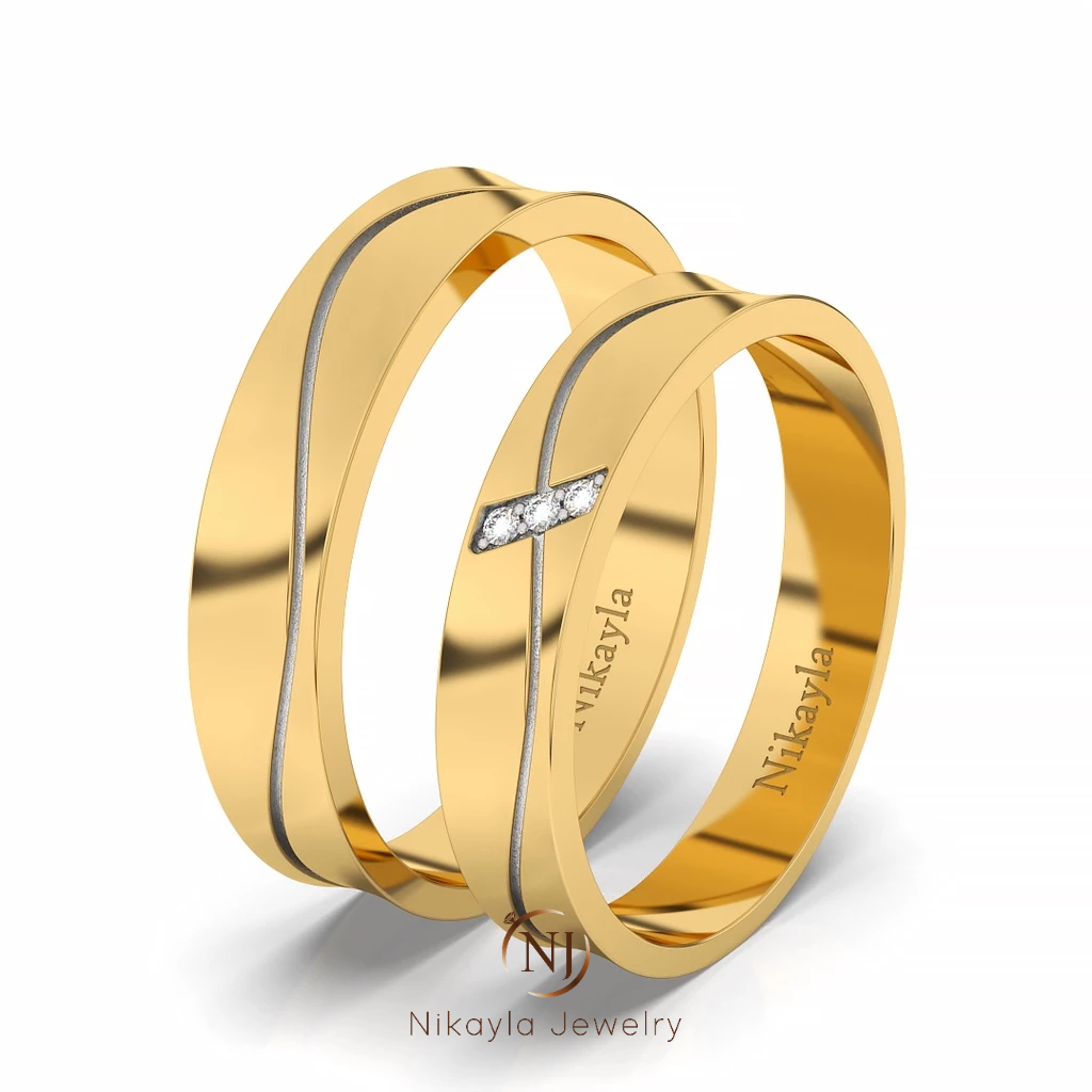 Nikayla Jewelry - Cincin Perak Finishing Emas Couple Tunangan 950