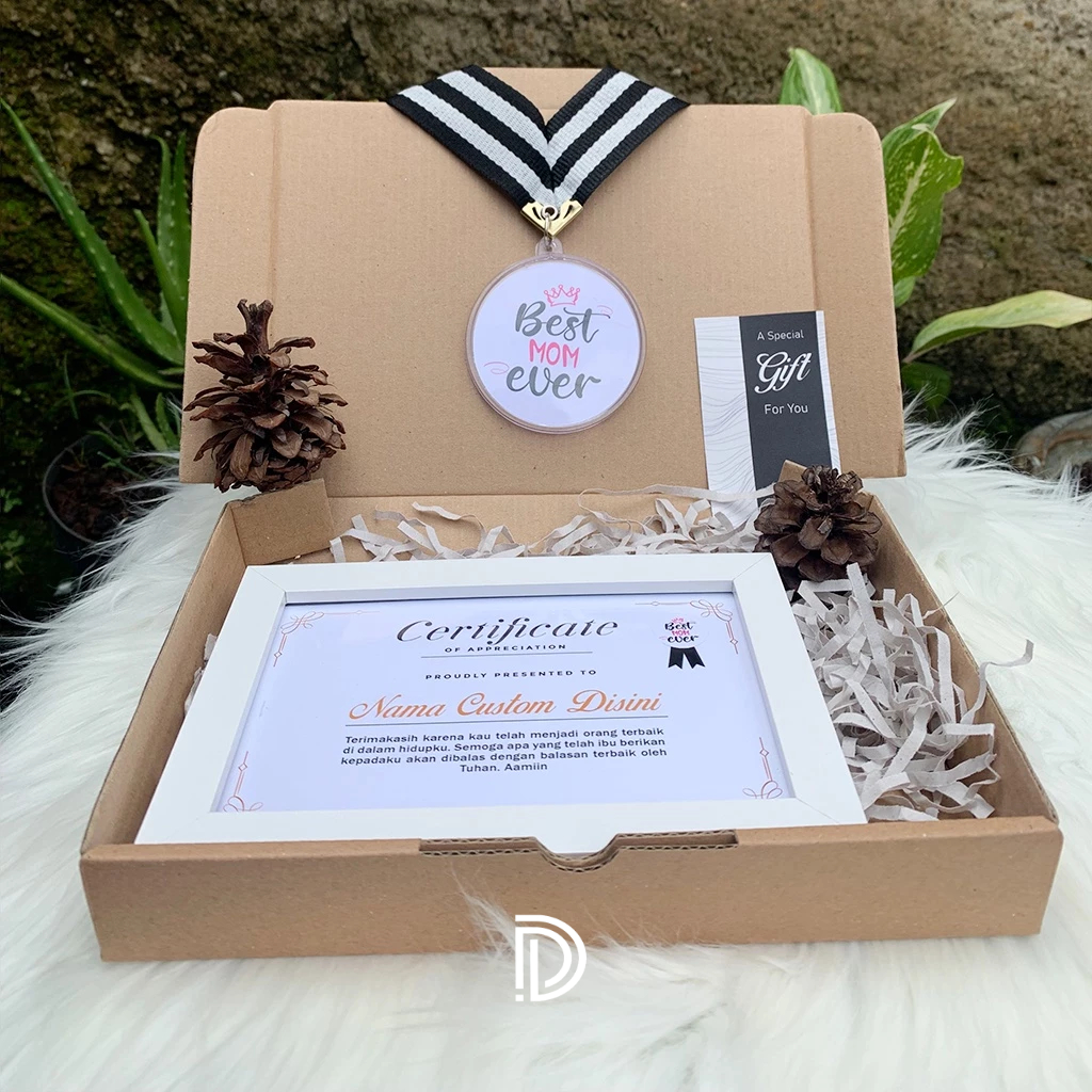 (COD) Medali Custom Akrilik + Sertifikat untuk kado hari ibu best mom ever