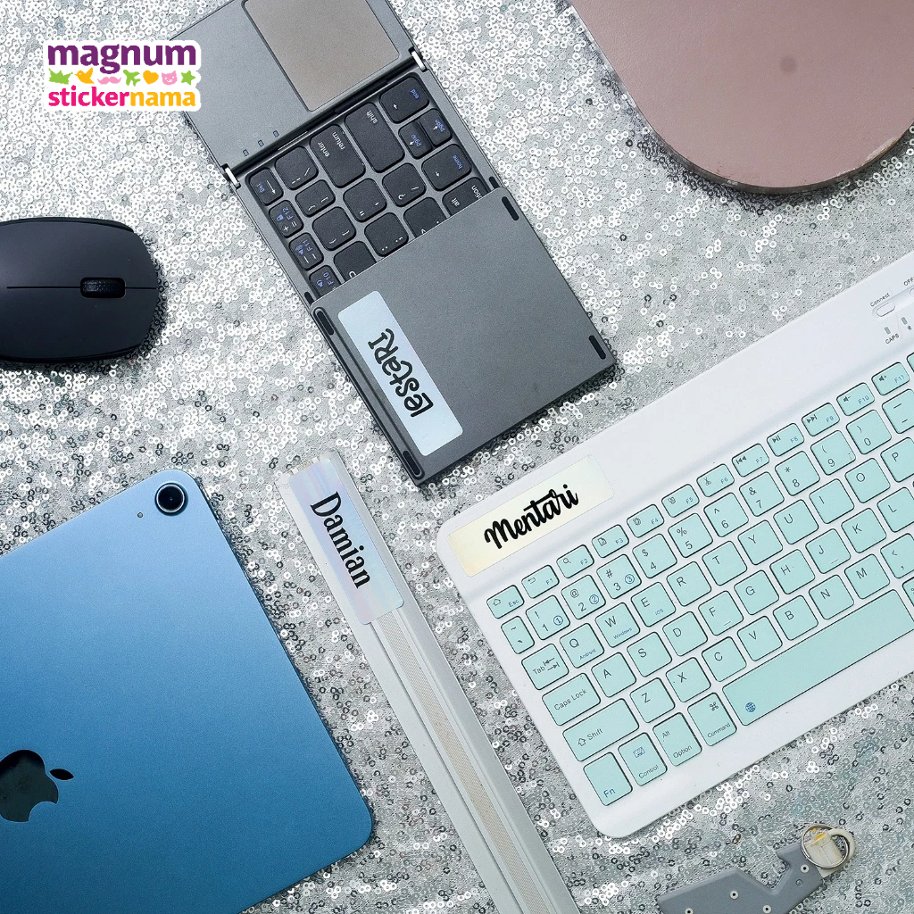 

Stiker Nama Printing Hologram Polos, Bahan Vinyl Ukuran 2x7cm