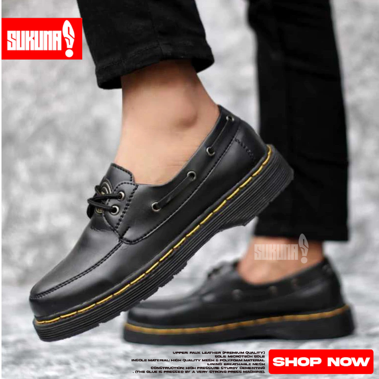 Sepatu Loafers Tali Formal Hitam Kerja Pria -SACIO