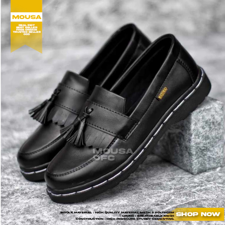 Sepatu Wanita Docmart Penny Loafers Slop Hitam Wanita