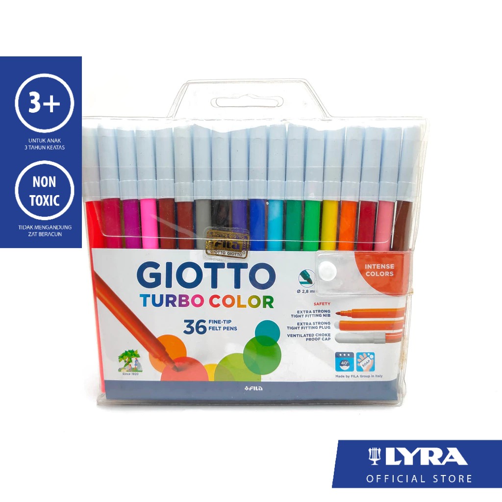 

Giotto Spidol Warna Turbo Color Set 36 Warna - Tutup Anti Sedak, Mudah Dicuci, Aman Untuk Anak