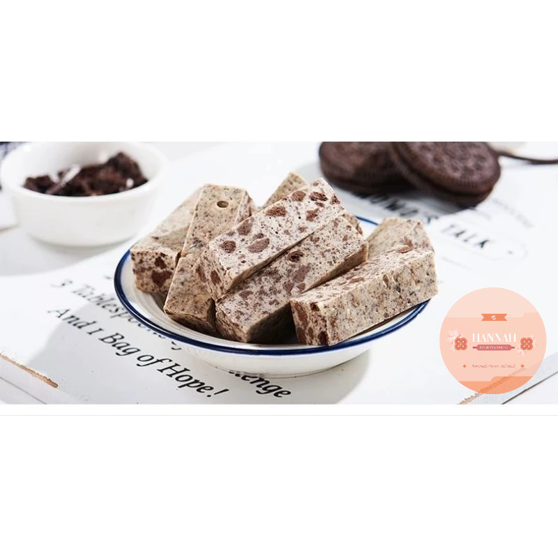 

Hampers Nougat 1 Toples 180 Gram Oreo Premium Quality - Permen Milk Nougat Susu Kue Nougat