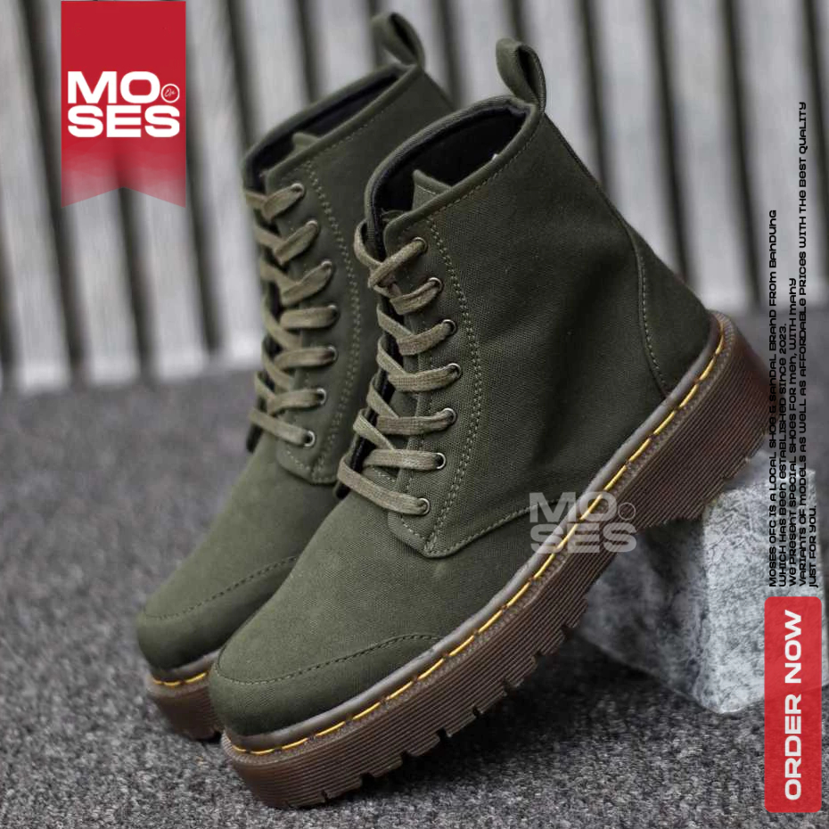 Exclusive Moses Sepatu Pantofel Formal Boots Docmart Hak Tinggi Pria - Wanita