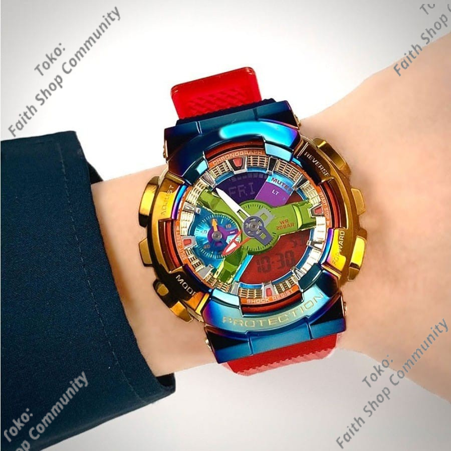 Jam tangan Casio G-Shock GM 110RB Termurah Rainbow Watch Waterproof Dual Display Sports Watch