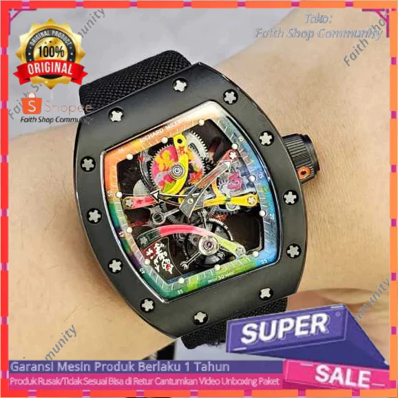 Jam Tali Kanvas Velcro Tourbillon 68-01 CA-TPZ Titanium Watches R&M Cyril Kongo 68-01 CA-TPZ-RM