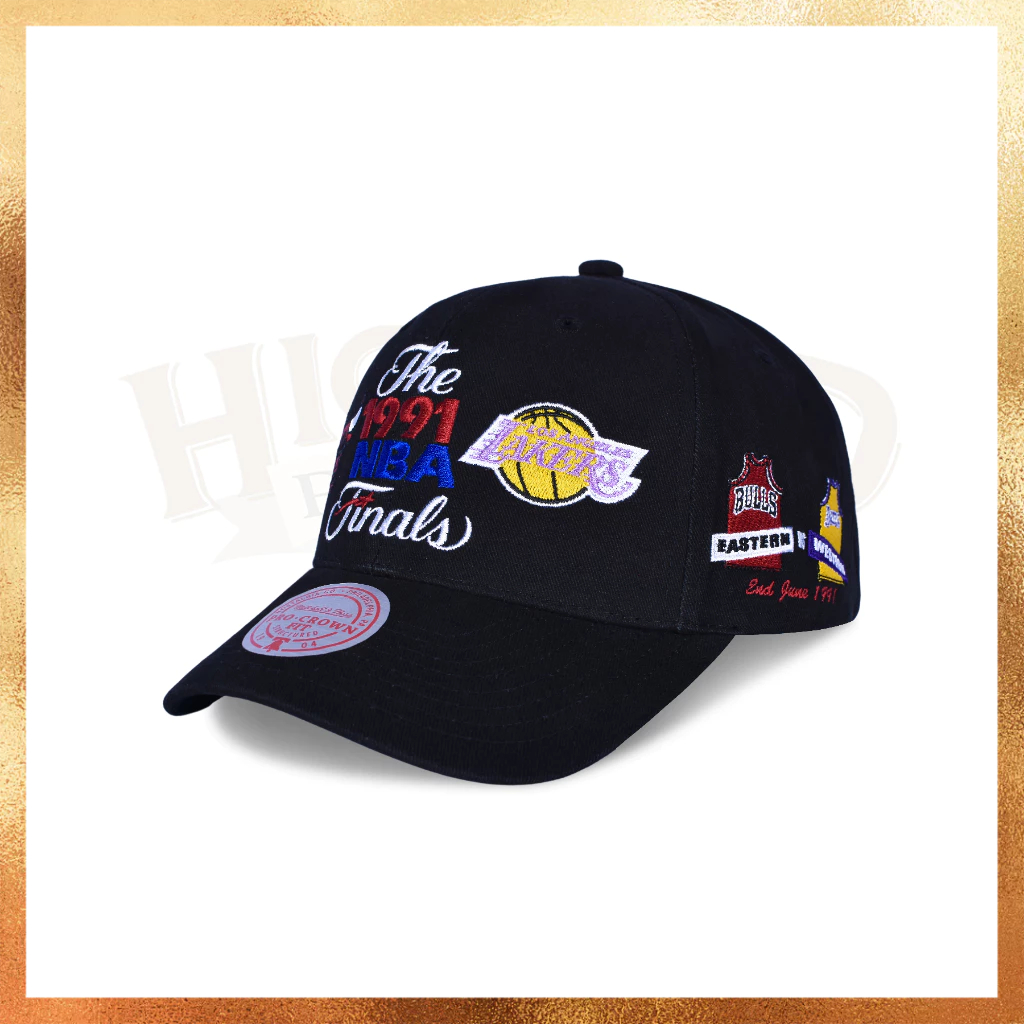 Topi Mitchell and Ness NBA 1991 Finals Bulls vs Lakers HWC Patch Pro-Crown Black Hat Original