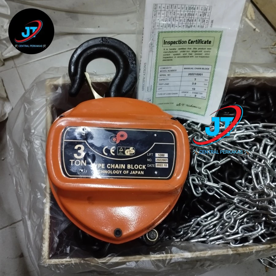 Takel 3 Ton x 3 5 7 10 Meter CP | Chain Block 3T x 3M 5M 7M 10M