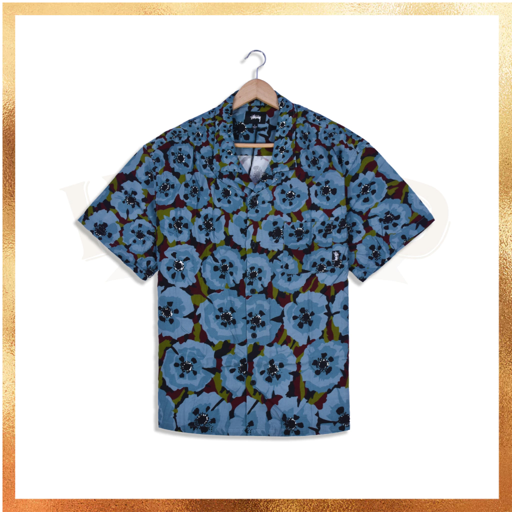 READY STOCK Kemeja Pria Stussy Australia Button Up Rayon Button Up Shirt 100% Original