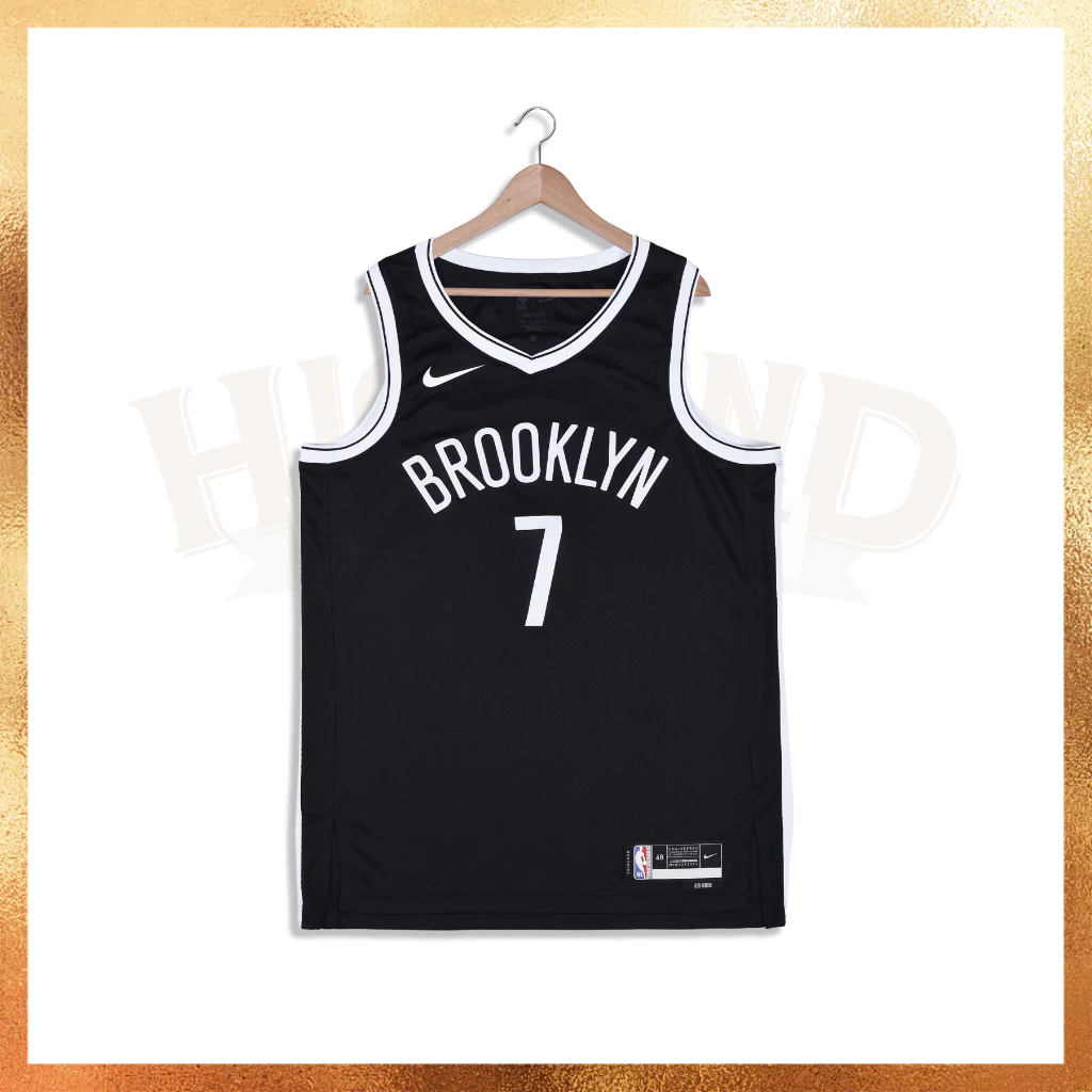 READY STOCK Jersey Pria Nike NBA Brooklyn Nets Kevin Durant #7 Swingman Black Basketball Jersey Orig